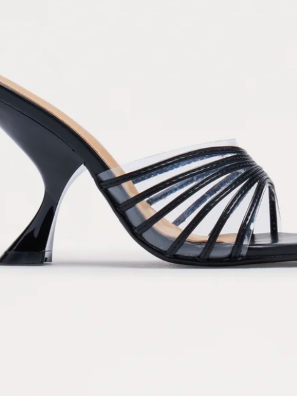 Fashion nova black and pvc heels